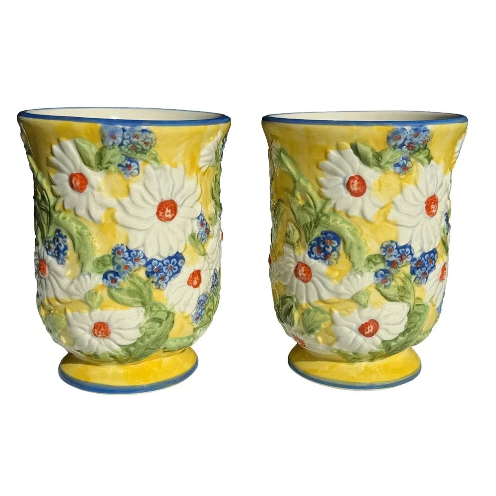 Temptations By Tara Floral 3D Daisy Coffee Cups Presentable Ovenware Floral Mugs